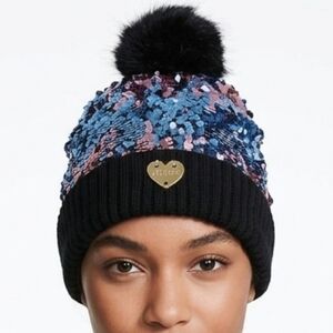 Juicy Couture Sequin Pom Pom Beanie Hat